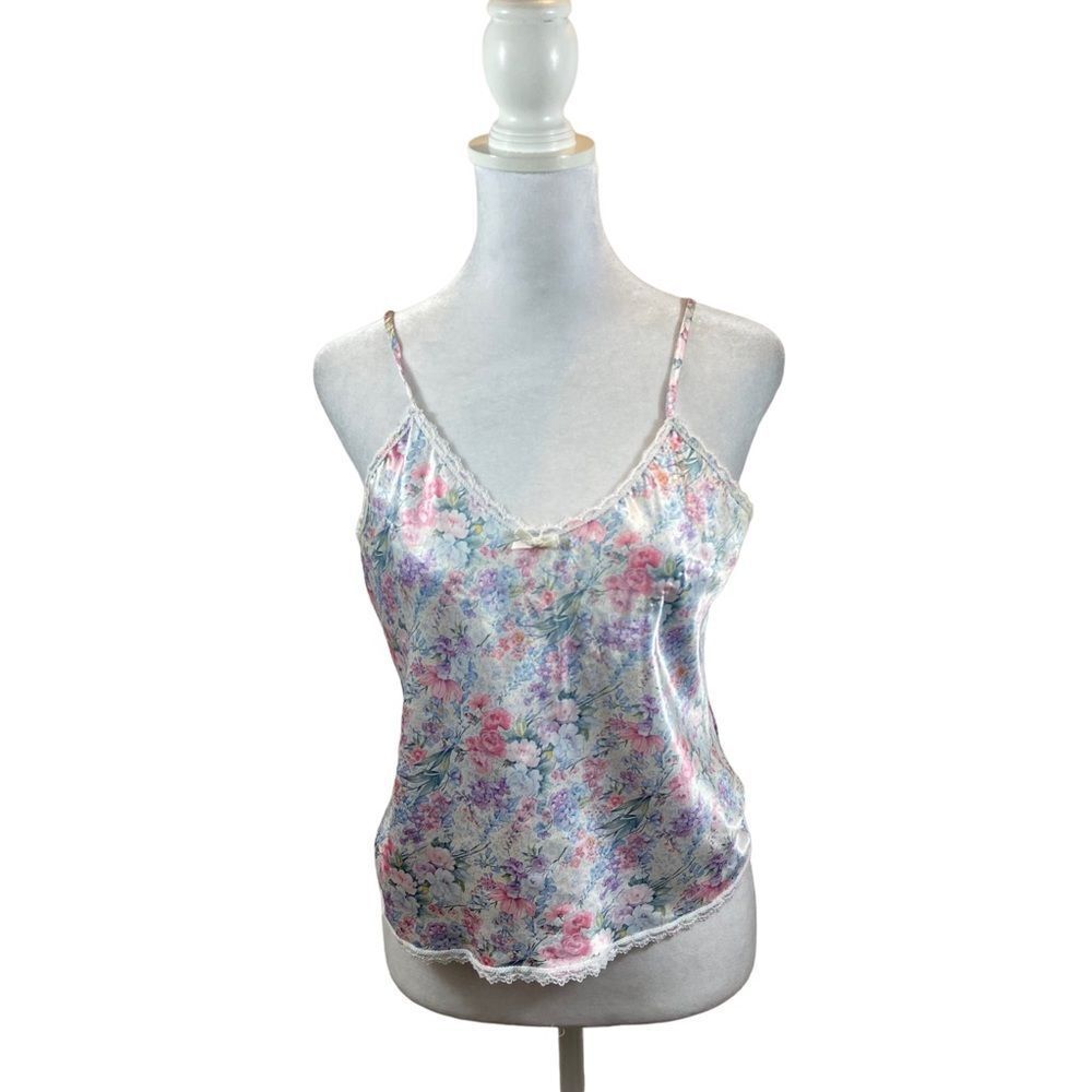 Vintage Interludes Brand Satin Floral Camisole Tank Top Size‎ Medium